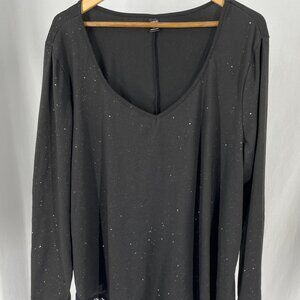 Discontinued SHEIN Curve Black Glitter Long Sleeve Blouse